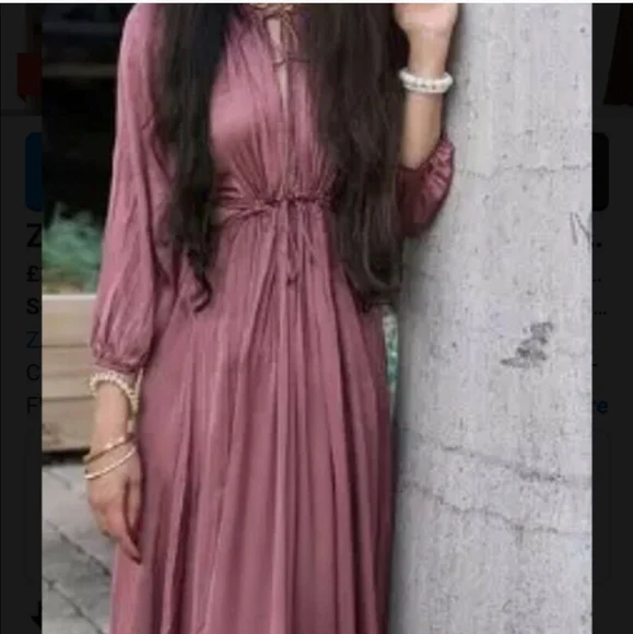 Zara * Satin Cut Out Maxi Dress - Picture 7 of 16